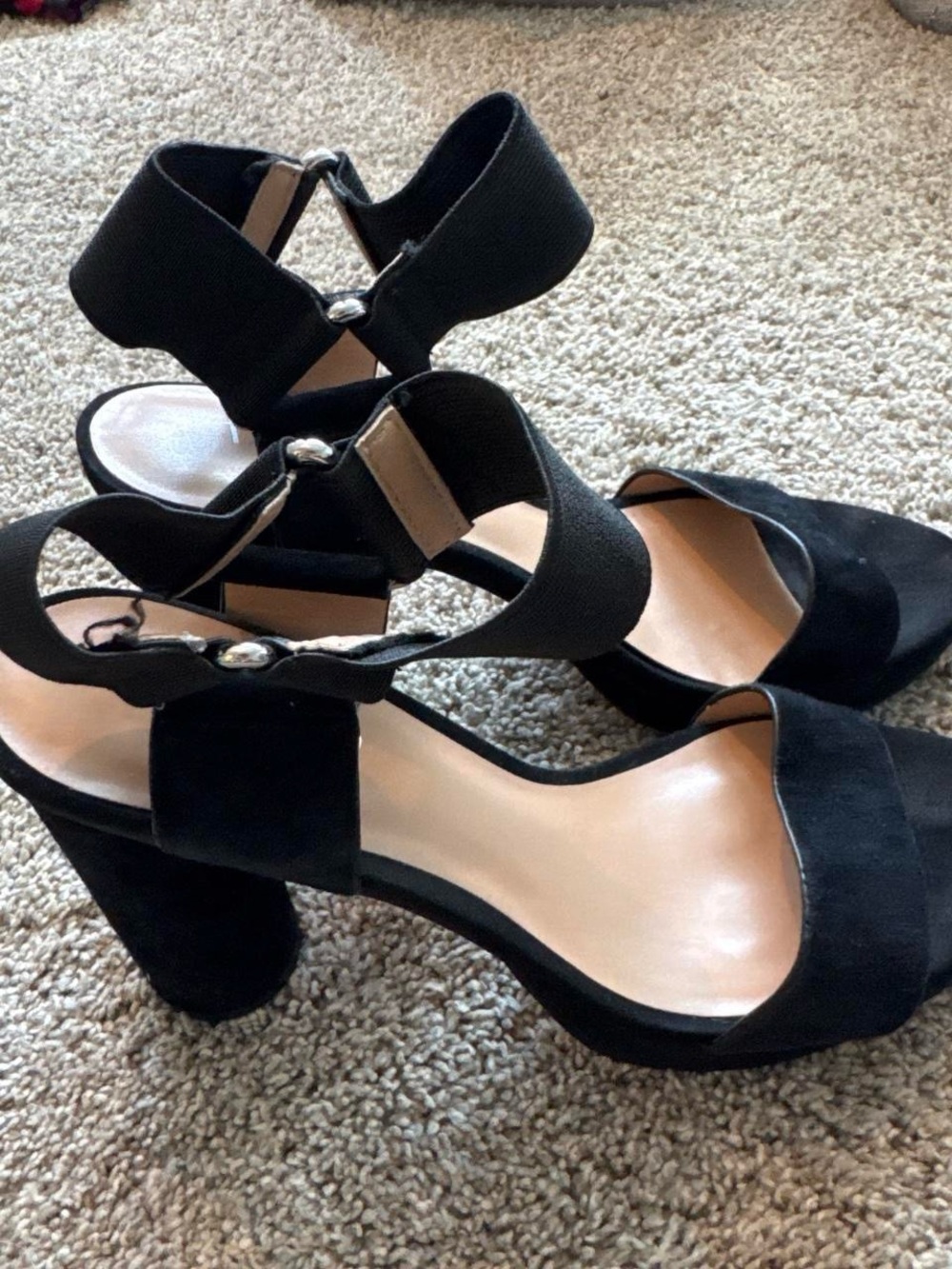 Franco Sarto Women’s Black Block Heel Ankle Strap Sandals